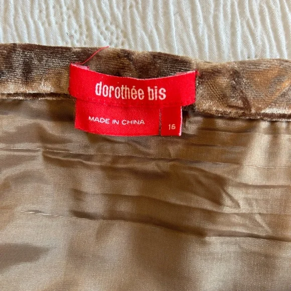 Vintage Velvet Midi Skirt brown gold size 16 embellished - Picture 2 of 14